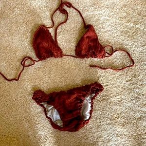Victoria secret crochet triangle Bikini, mocha